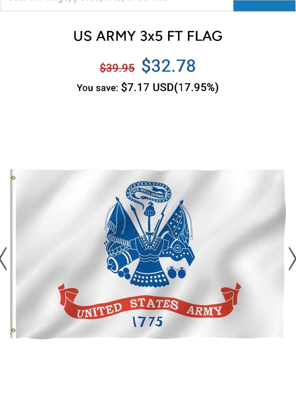 United States Army Wall Flag ~ 3x5 feet ~ NWT never used